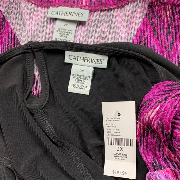 Catherines 2-Piece Set Black Sleeveless Dress & Chevron Jacket Size 2X. NWT - Picture 9 of 14